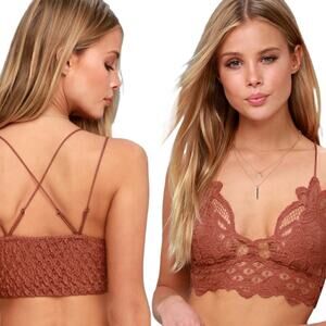 Free People FP One Adella Bralette Strappy Lace Size XS Copper